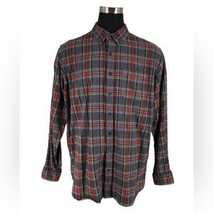 L.L. Bean Mens Traditional Fit Long Sleeve Flannel Shirt Size XL Tall Gray Plaid